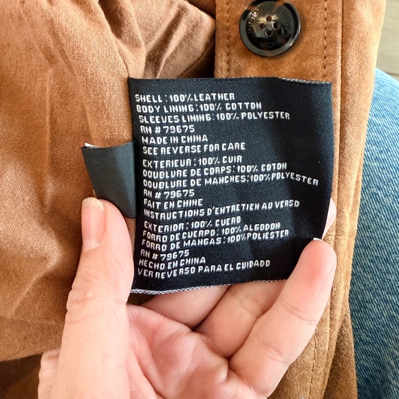 Michael Kors Genuine Suede Cognac Trench Coat - Picture 9 of 10